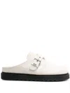 Gcds Monogram-print Buckled Mules In White