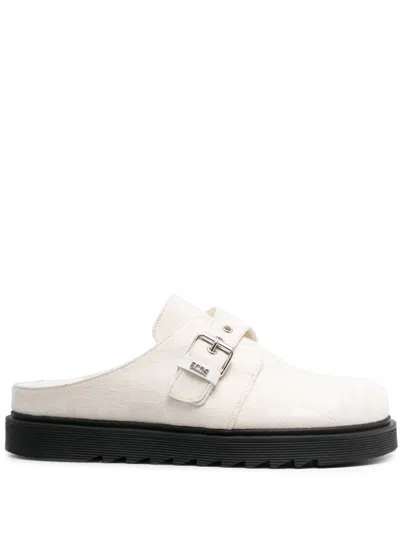 Gcds Monogram-print Buckled Mules In White