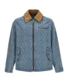 Gcds Monogram Denim Harrington Jacket In Gray