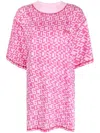 Gcds Twisted Monogram Tee Dress In Pink