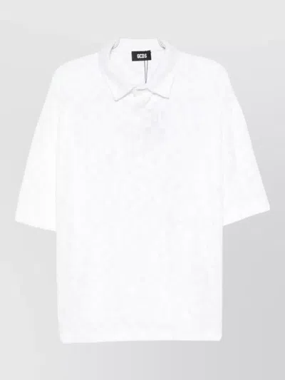 Gcds Monogram Terry Polo Shirt Short Sleeves In White