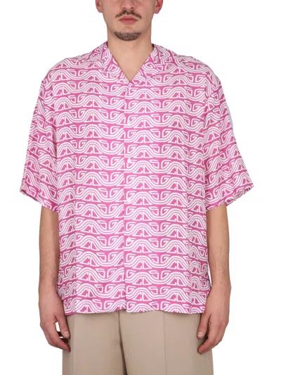 Gcds Monogram Waved Bowling Collar Shirt In Multi