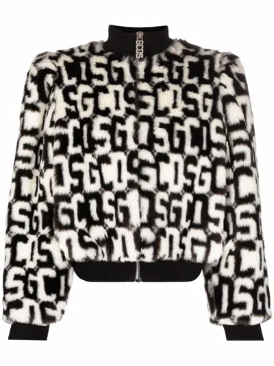 Gcds Monogram-pattern Bomber Jacket In White