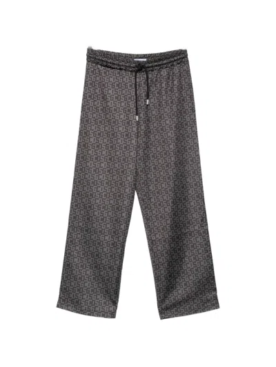 Gcds Monogram-print Drawstring Track Pants In Gray