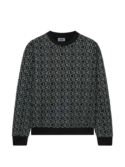 Gcds Monogram-print Sweatshirt In Black
