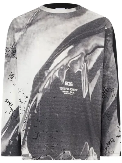 Gcds Morso Long-sleeve T-shirt In Grey