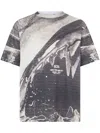 Gcds Morso Print Oversized Cotton T-shirt In Grey