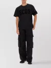 Gcds Logo Patch Wide-leg Cargo Pants In Black