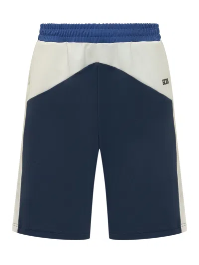 Gcds Navy Blue Logo Shorts In Burgundy