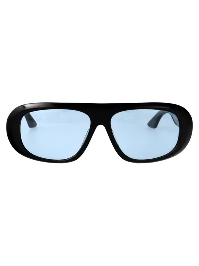 Gcds Nero Lucido / Blu Acetate Sunglasses In Blue