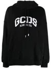 Gcds Lounge Logo Cotton Hoodie In Black
