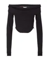 Gcds Off-shoulder Cropped Sweatshirt In Black