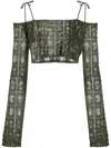 Gcds Off-shoulder Macramé Crop Top In Grün