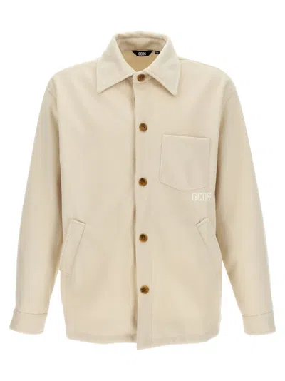 GCDS OFF WHITE LOGO EMBROIDERY JACKET