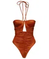 Gcds One-piece Swimsuit In Burgundy