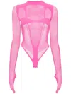 Gcds Mesh-panneling Jersey Bodysuit In Rosa