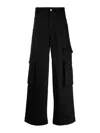 Gcds Logo Patch Wide-leg Cargo Pants In Black