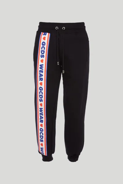 Gcds Pantalone Sportivo Nero Con Logo Laterale