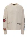 Gcds Patch-detailing Bouclé Sweater In White