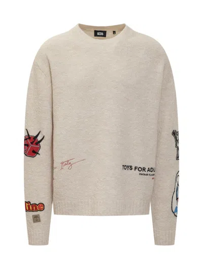 Gcds Patch-detailing Bouclé Sweater In White