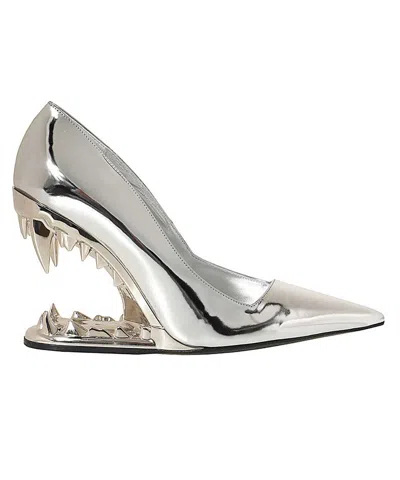 Gcds Patent Leather Pumps In Silver
