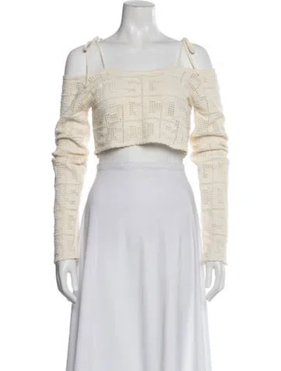 Pre-owned Gcds Patterned Off-the-shoulder Crop Top In Neutral