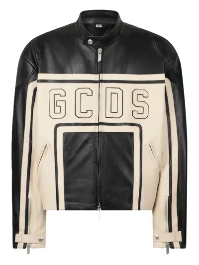 Gcds Perforated Leather Jacket In Black