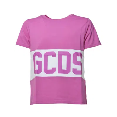 Gcds Pink Cotton Band Logo T-shirt