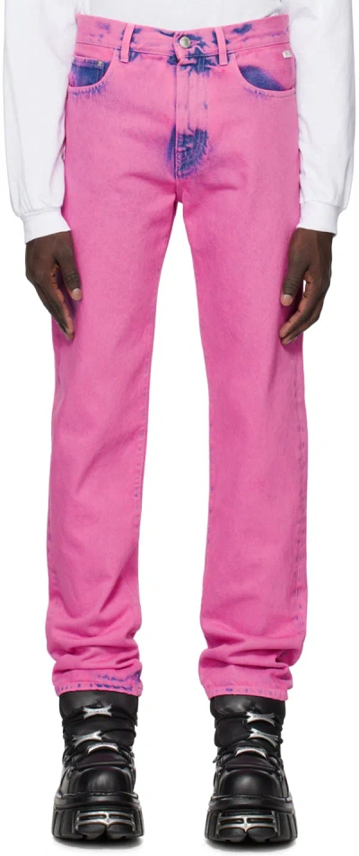 Gcds Pink Straight Fit Jeans In Fucsia