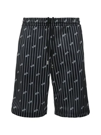 Gcds Pinstripe Logo-print Shorts In Black