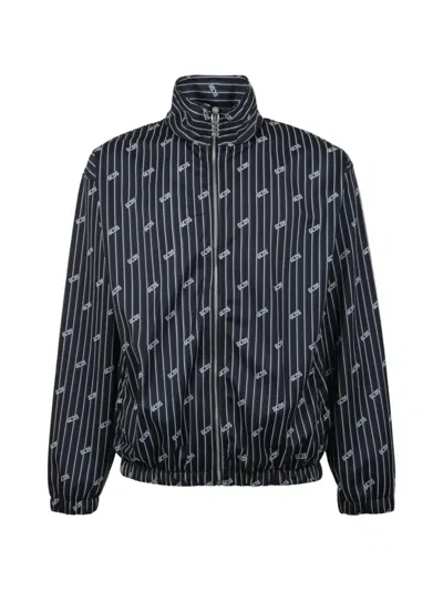 Gcds Pinstripe Logo-print Track Jacket In Blue