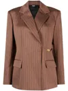 Gcds Pinstripe-pattern Notched-lapels Blazer In Brown