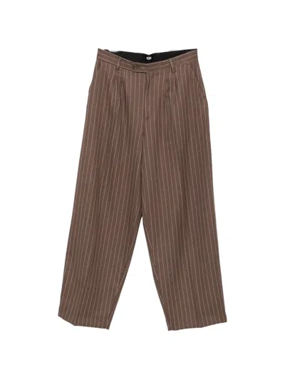 Gcds Pinstripe-pattern Pleated Trousers In Brown