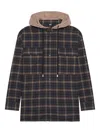 Gcds Plaid Hooded Shirt Chest Pockets Drawstring In Multi