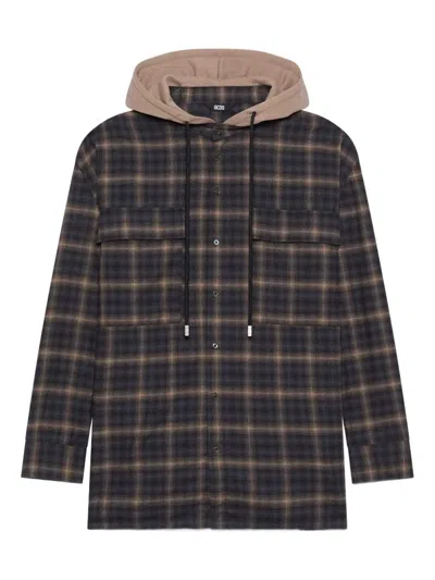 GCDS GCDS PLAID HOODED SHIRT