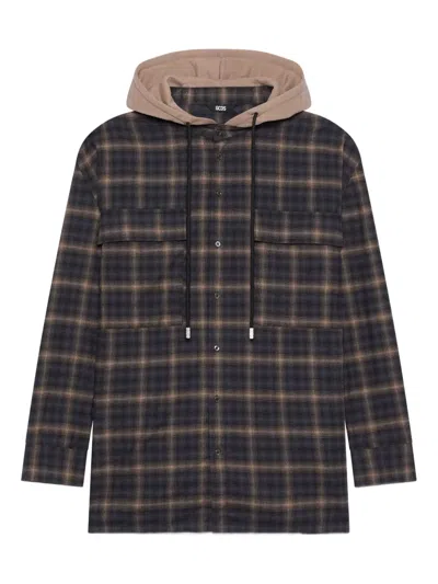 GCDS PLAID HOODED SHIRT