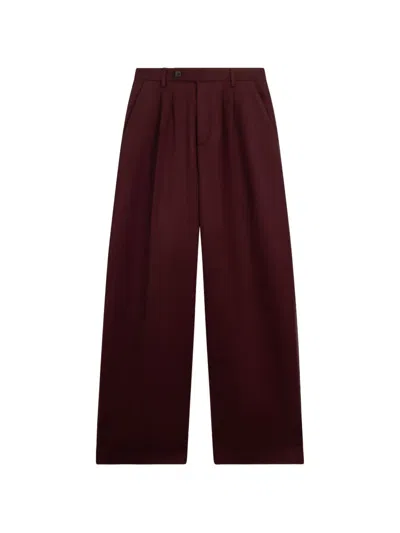 Gcds Pleated Wide-leg Trousers In Burgundy