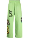 Gcds Plush Motif-print Wide-leg Track Pants In Green