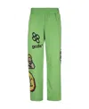 Gcds Plush Motif-print Wide-leg Track Pants In Green