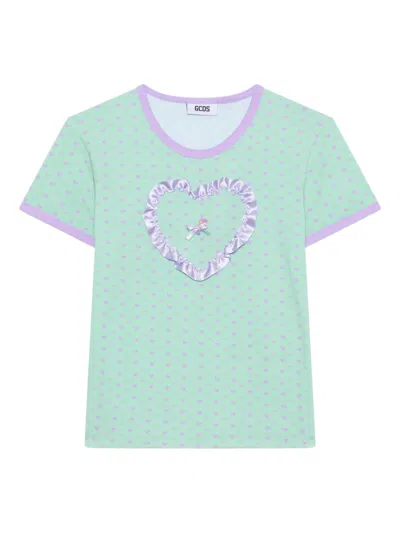 Gcds Polly Pocket Heart-print T-shirt In Blue