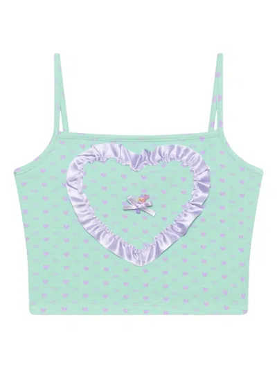 Gcds Polly Pocket Heart-print Top In Green