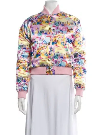 Pre-owned Gcds Printed Bomber Jacket In White