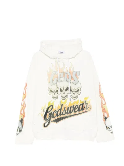 Gcds Printed Hoodie In White