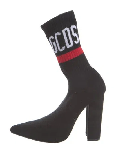 Pre-owned Gcds Printed Sock Boots In Black