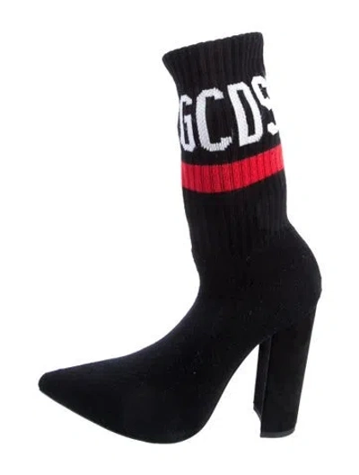 Pre-owned Gcds Printed Sock Boots In Black