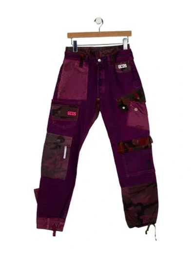 Pre-owned Gcds Printed Straight Leg Pants In Purple