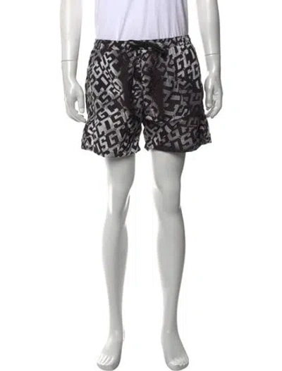 Pre-owned Gcds Printed Swim Trunks W/ Tags In Black
