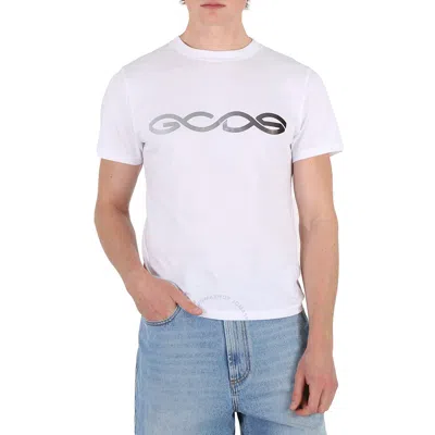 Gcds Reflective Logo Regular Cotton T-shirt In White