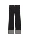 Gcds Regular Fit Denim Trousers With Turn-up Cuffs In Black