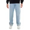 Gcds Relaxed Laser Cotton Denim Logo Trousers In Blue
